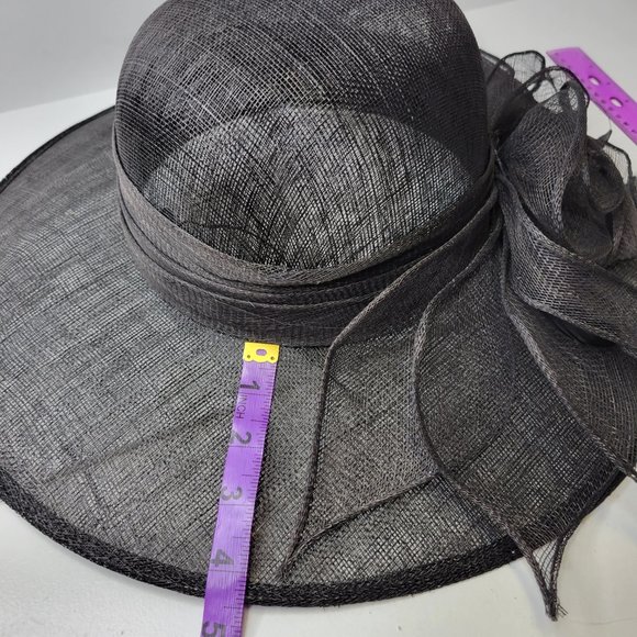 Large Wide Brim Hat Black Sinamay Hat Wedding Adjustable Hat- NEW main image 10